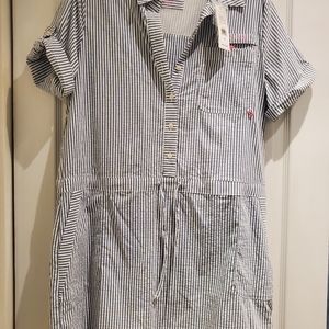 Vineyard Vines NWT Seersucker Harbor Dress or Cover Up Blue White Stripe Size 10